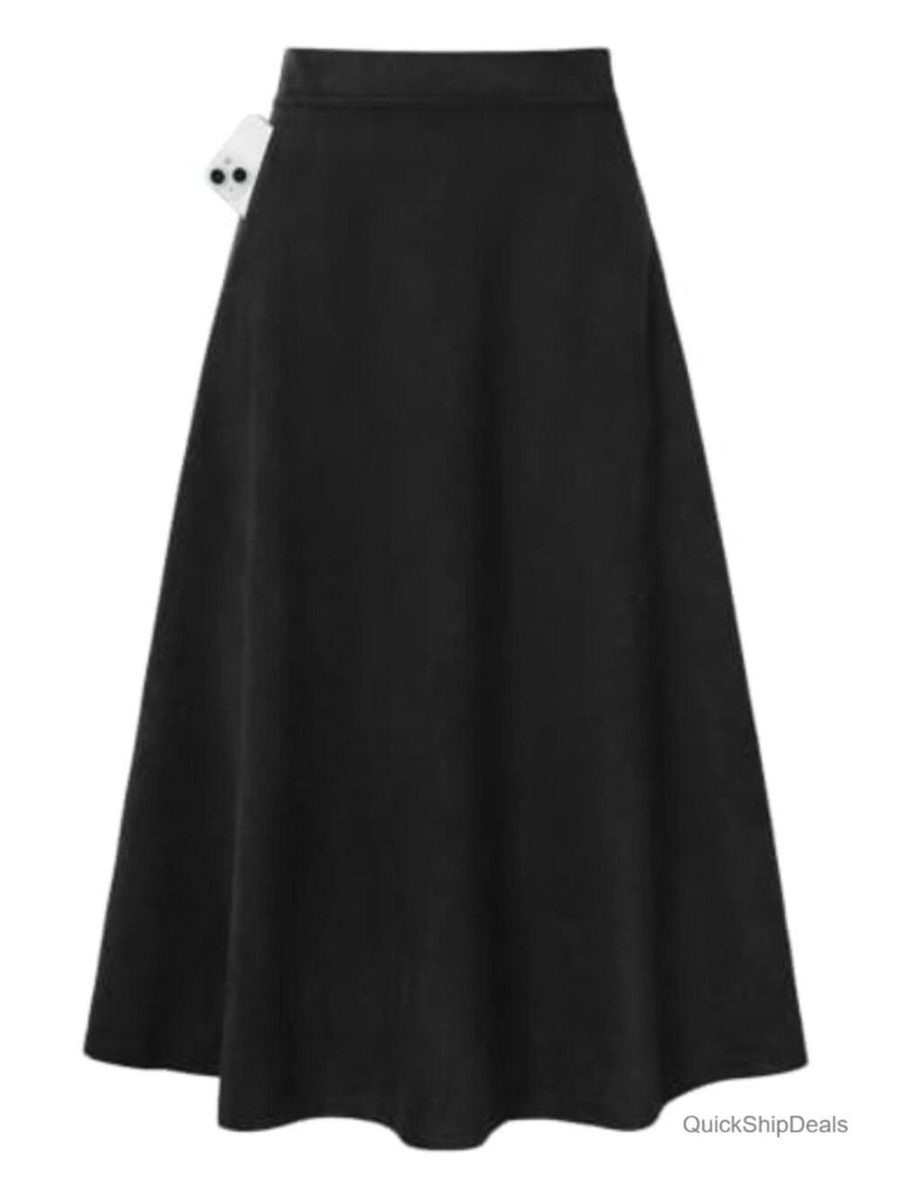 Faux Suede Midi Skirt High Waist A-Line Fall Winter